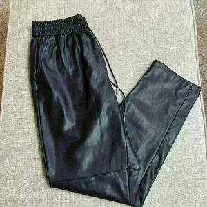 Mango Relaxed Fit Faux Leather Trousers